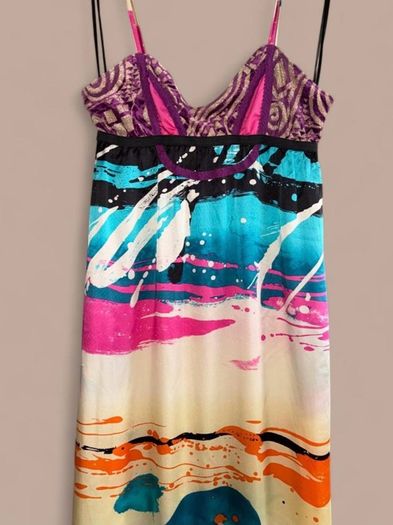 Custo Barcelona Luxury Designer Size 8-10 Silk Maxi Dress