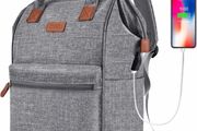Travel Laptop Backpack, Wide Open Work Bag Lightweight Laptop Bag with USB Charging Port, Anti Theft Business Backpack, Water Resistant School Rucksack Gifts for Men Women (15.6inch Grey/Black)