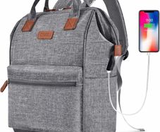 Travel Laptop Backpack, Wide Open Work Bag Lightweight Laptop Bag with USB Charging Port, Anti Theft Business Backpack, Water Resistant School Rucksack Gifts for Men Women (15.6inch Grey/Black)