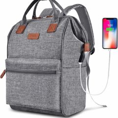 Travel Laptop Backpack, Wide Open Work Bag Lightweight Laptop Bag with USB Charging Port, Anti Theft Business Backpack, Water Resistant School Rucksack Gifts for Men Women (15.6inch Grey/Black)