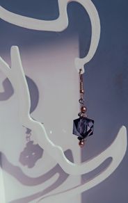 Smokey Plum Glass Cube Facet Drop Earrings