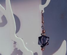 Smokey Plum Glass Cube Facet Drop Earrings