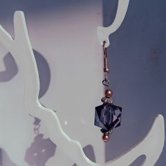 Smokey Plum Glass Cube Facet Drop Earrings