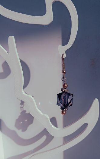 Smokey Plum Glass Cube Facet Drop Earrings