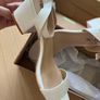 Womens white low block heels Image 3
