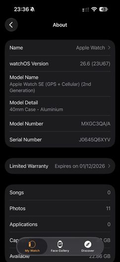 Apple Watch SE (GPS + Cellular) (2nd Generation) - Under warranty