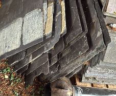 Antique roof slates capping ridge tiles etc.