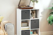 Shelf with 6 Compartments and 3 Fabric Drawers, Storage Shelf, Versatile, Grey