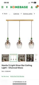 Homebase Edit / 3 Light Diner Bar Ceiling Light/Pendant