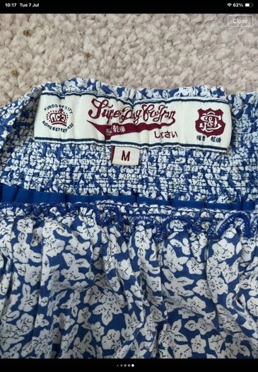 skirt superdry mini skirt medium blue & white floral