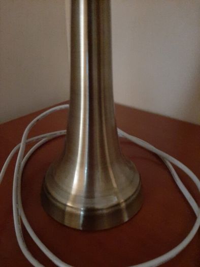 Lamp, Pleated Purple Shade, Gold Base