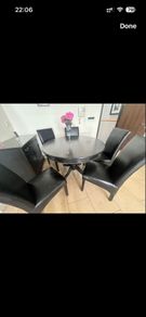 FREE/URGENT SELL OFF/ Vintage solid wooden dining table with 5 leather chairs