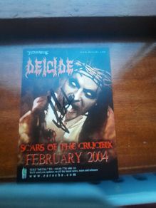 DEICIDE: Scars of the Crucifix  - Promo record release card (AUTOGRAPHED by Glen Benton)