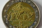 Rare Belgian mint 5 euro / ecu 1996 Europa bi-metallic Netherlands trial pattern coin