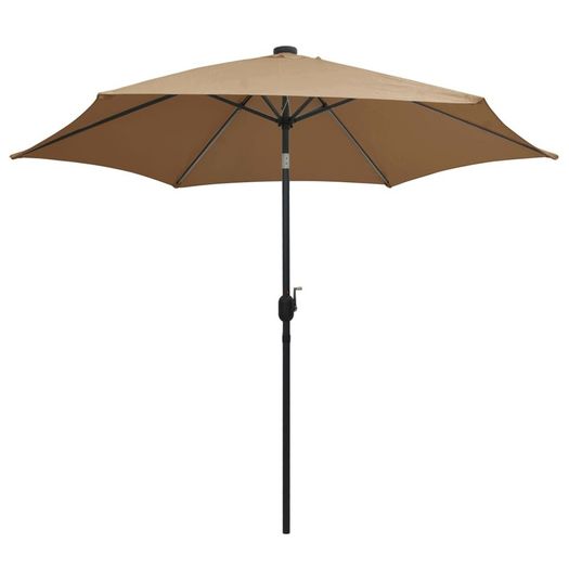Parasol with LED Lights and Aluminium Pole 300 cm Taupe