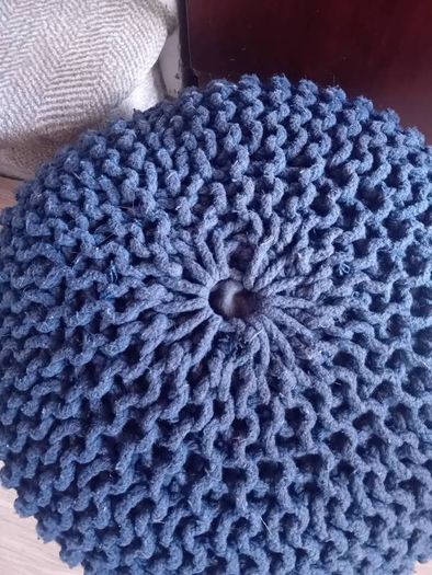 Navy knitted Footstool