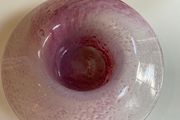 Fabulous  mottled vintage hand blown  pink glass  dish .