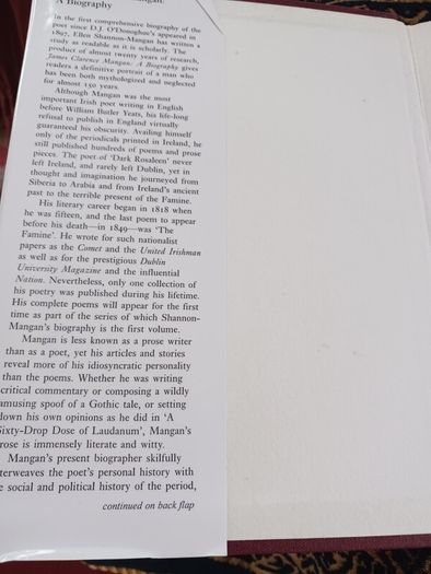 Biography/ James Clarence Mangan/ 1996/ Ellen Shannon - Mangan