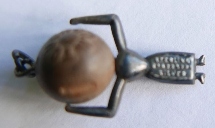 Antique 1918 WW1 Sterling Silver Fumsup Fums Up Touch Wood Wud Good Luck Lucky Charm Fob