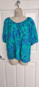 Blue and Green Tropical Top from Peacocks size 16