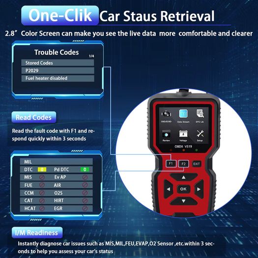 Car OBD2 Scanner Diagnostic Tool Code Reader, Car Voltage Tester Engine Fault Code Scanner Charging Tester Diagnostic Tool V519