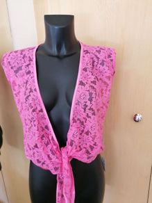 Women's Top Sleeveless Lace Fushia Size 16