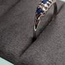 18ct white gold blue sapphire and diamond ring size R Image 5
