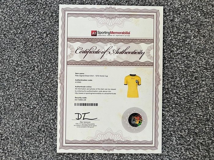 Pele Signed Brazil Shirt (1970) / Framed with COA / Genuine Collectors Item