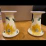 A Pair of Avoca Blue Irish Pottery Candlesticks Image 2