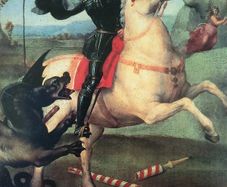 An Original Print from Picture Relics - Saint George Slaying the Dragon (1510) by Raphael