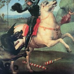 An Original Print from Picture Relics - Saint George Slaying the Dragon (1510) by Raphael