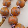 Antique Venetian Style Orange Millefiori & Chevron Glass Beads Strands Necklace Image 6
