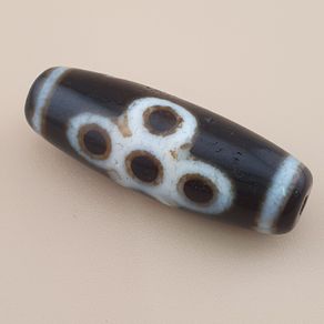 Vintage Himalayan Spiritual Flower Motif Energy Agate Dzi Talisman