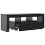 TV Cabinet with LED Lights High Gloss Black 130x35x45 cm Image 9