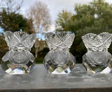 3 Vintage crystal candle holders