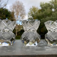 3 Vintage crystal candle holders