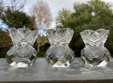 3 Vintage crystal candle holders