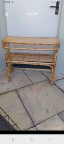 Mid century bamboo wicker console table
