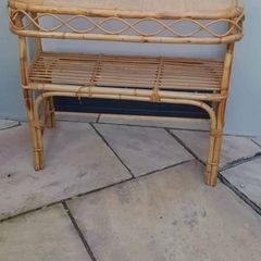 Mid century bamboo wicker console table