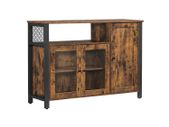 Kitchen cabinet with 3 doors sideboard, kitchen cabinet, storage cabinet, with 3 doors, for living room, kitchen, dining room, 110 x 33 x 75 cm, industrial style, vintage brown-black