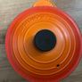 Le Creuset Cast Iron Saucepan with Wooden Handle Lovely genuine signature Volcanic colour size 18 Image 2