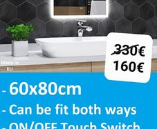 LED Bathroom Mirror Ensuite Vanity Makeup 60x80cm Touch Cold Cool Warm Light Bright