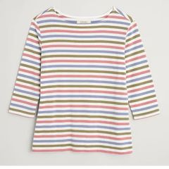BNWT Seasalt Cornwall Sailor Top 3/4 Sleeve Striped Organic Cotton