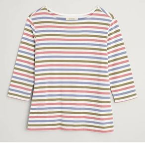 BNWT Seasalt Cornwall Sailor Top 3/4 Sleeve Striped Organic Cotton