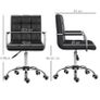 PU Leather Office Chair, Swivel Computer Chair with Arm, Wheels, Adjustable Height, Mid Back, Black Image 2