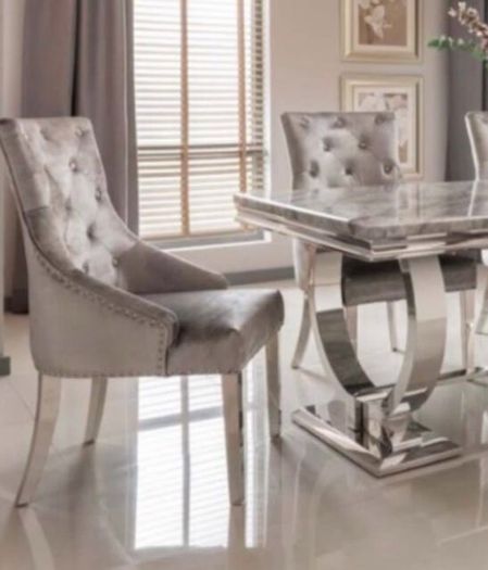 Marble top dining table and 6 chairs