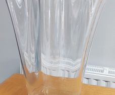 Vintage Hand Blown Clear Crystal Stretched Art Glass Vase, Made in Poland