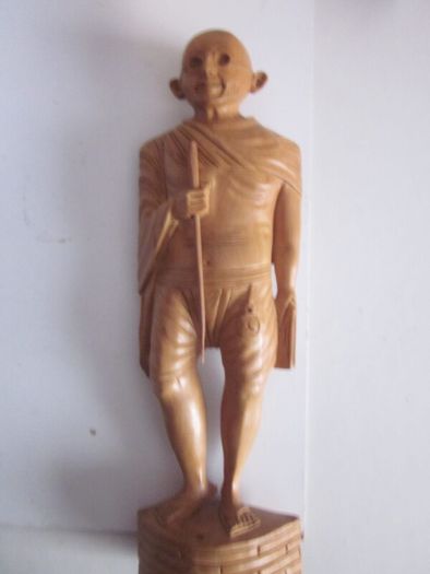 Hand Carved Wooden Mahatma Gandhi Figurine Statue