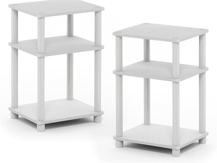 NEW SALE | 3-Tier Turn-N-Tube End Table, Side Table, Nightstand, Columbia Walnut/Black, 2-Pack