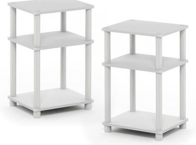 NEW SALE | 3-Tier Turn-N-Tube End Table, Side Table, Nightstand, Columbia Walnut/Black, 2-Pack